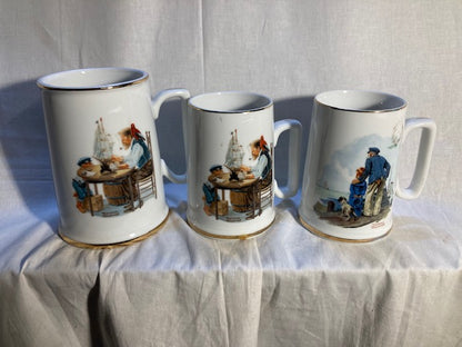 Norman Rockwell Seafarer's Collection Porcelain Tankards (Set of 3)