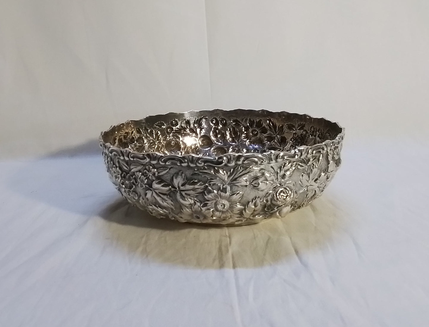 Antique Jenkins & Jenkins Sterling Silver Repousse Bowl