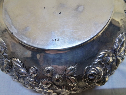 Antique Jenkins & Jenkins Sterling Silver Repousse Bowl