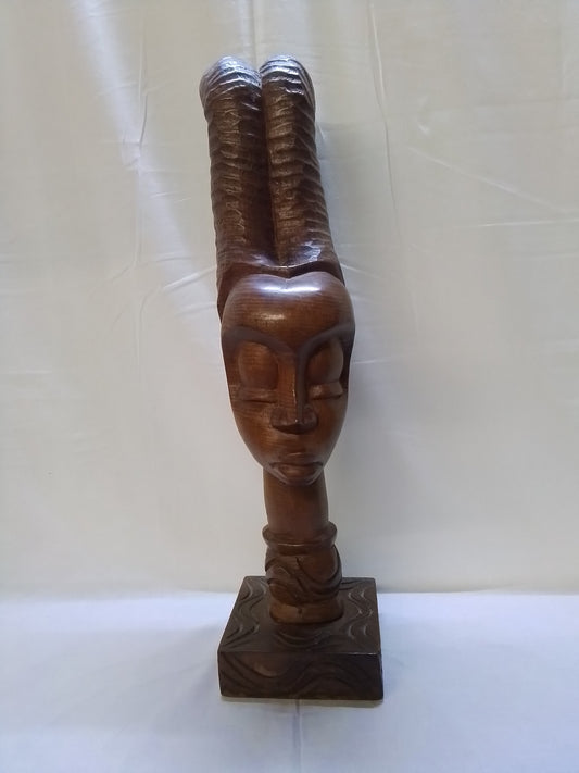 African Carved Wooden Bust Statue