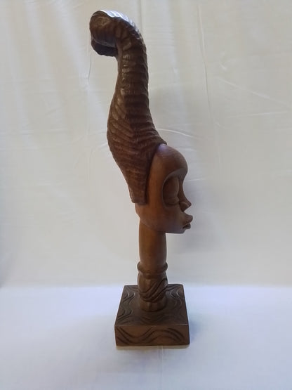 African Carved Wooden Bust Statue